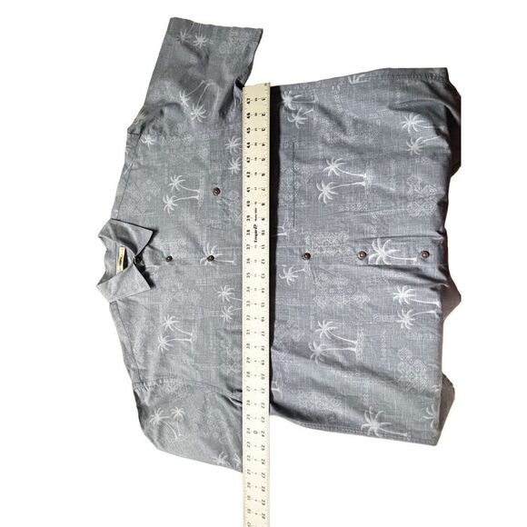 Moda campia moda short sleeve denim  button up shirts with palm trees size medi - Picture 7 of 10